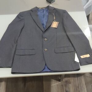 HAGGAR 1926 ORIGINALS SLIM FIT Elegant Checkered Blazer - Blue-Brown Size 38R